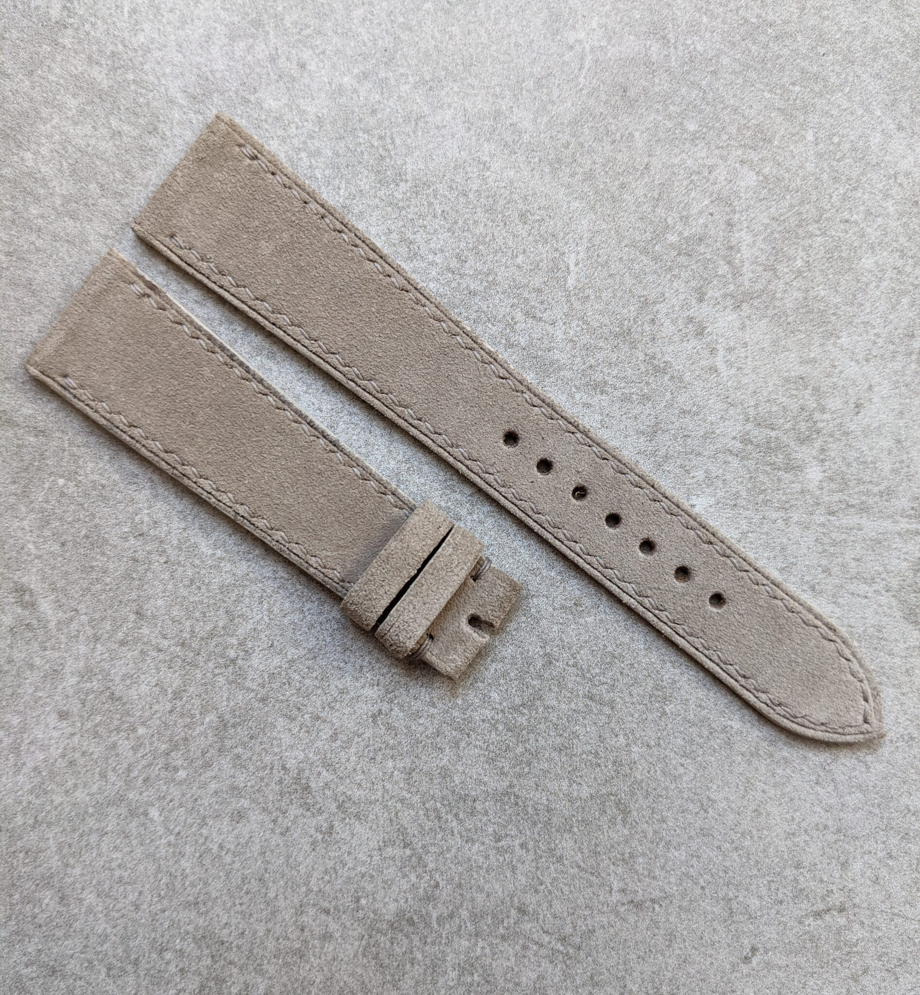 Premium Stitched Suede Strap - Light Taupe - The Strap Tailor