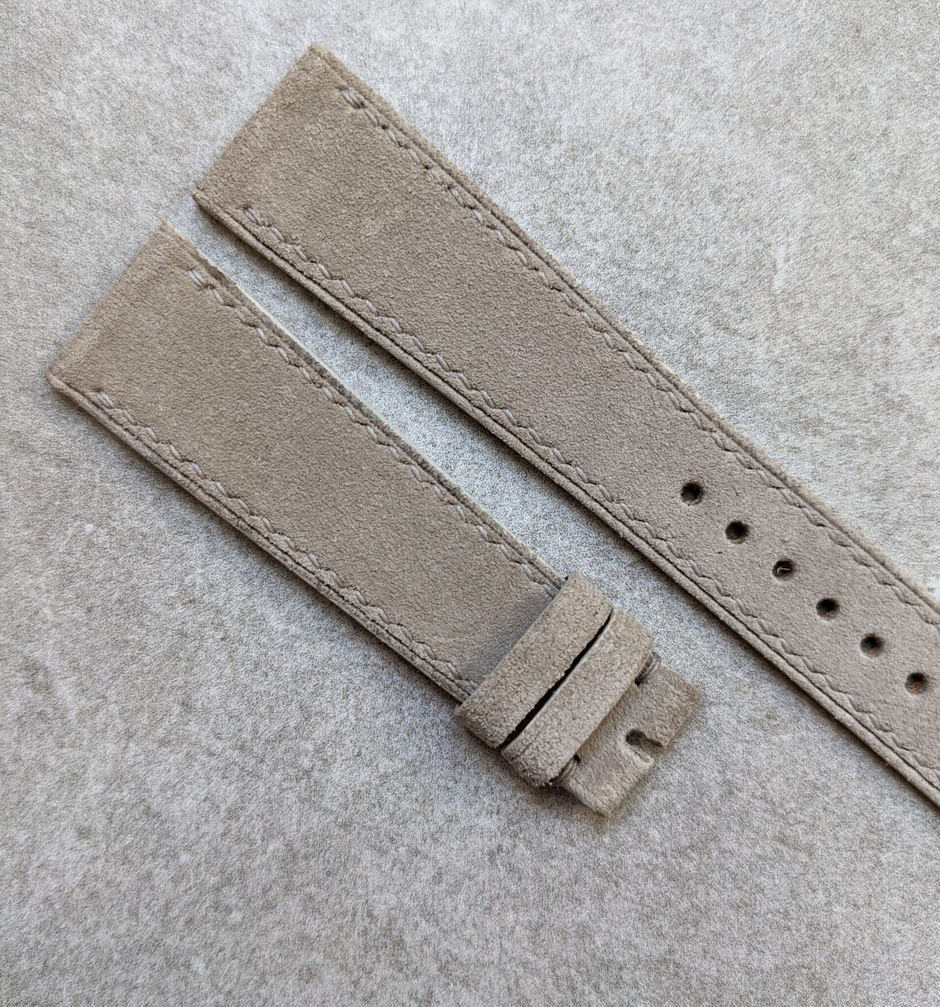 Premium Stitched Suede Strap - Light Taupe - The Strap Tailor