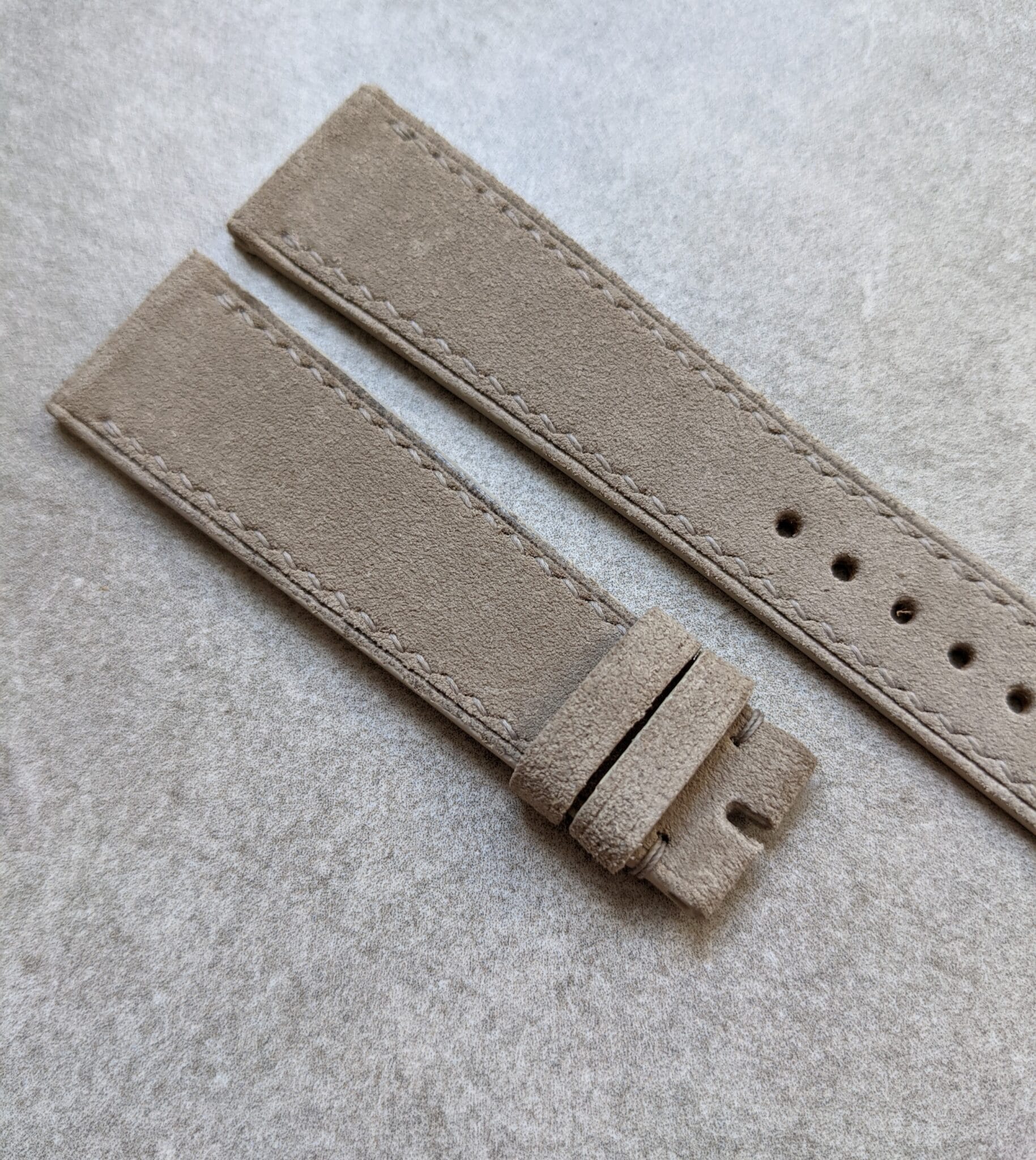 Premium Stitched Suede Strap - Light Taupe - The Strap Tailor