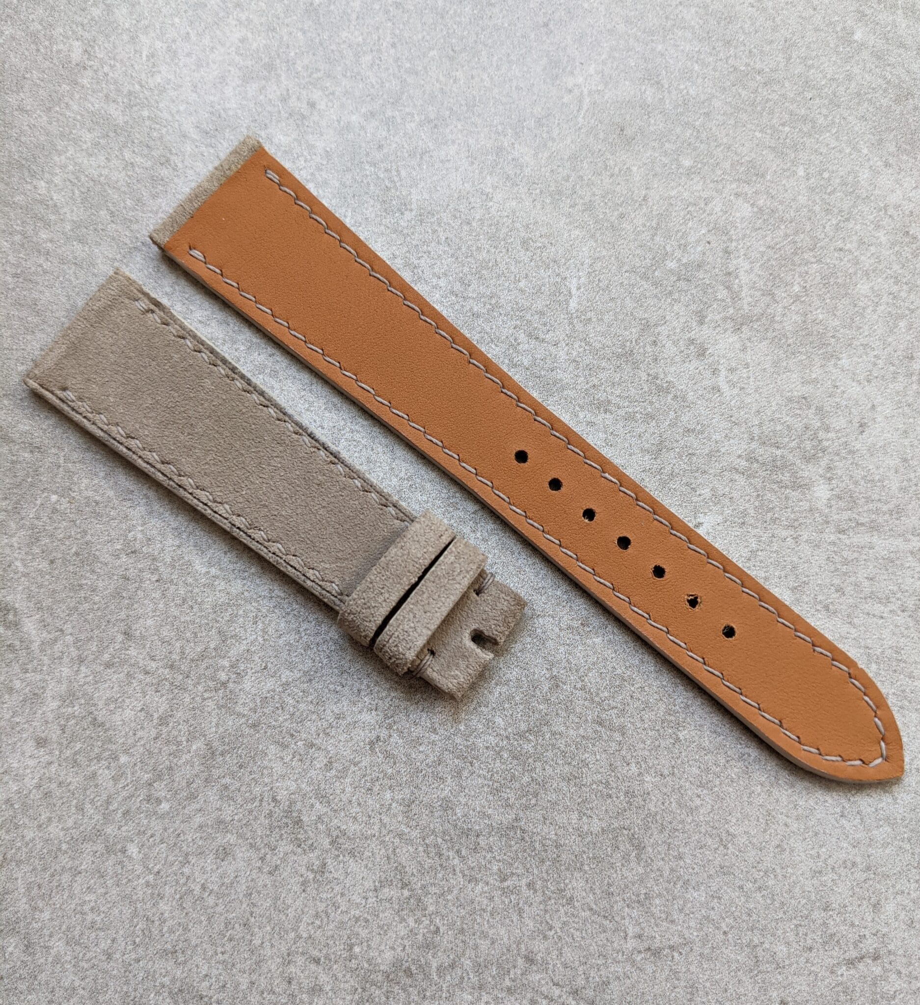 Premium Stitched Suede Strap - Light Taupe - The Strap Tailor