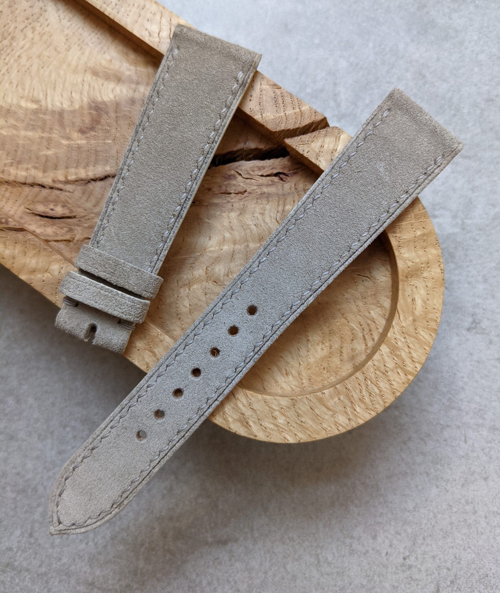Premium Stitched Suede Strap - Light Taupe - The Strap Tailor