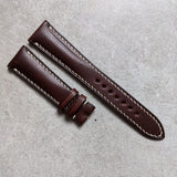 Buttero Classic Padded Calfskin Strap - Brown W/Cream stitching