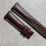Buttero Classic Padded Calfskin Strap - Brown W/Cream stitching