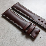 Buttero Classic Padded Calfskin Strap - Brown W/Cream stitching