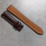 Buttero Classic Padded Calfskin Strap - Brown W/Cream stitching