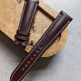 Buttero Classic Padded Calfskin Strap - Brown W/Cream stitching