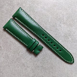 Buttero Classic Padded Calfskin Strap - Green W/Cream stitching