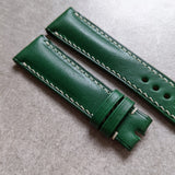 Buttero Classic Padded Calfskin Strap - Green W/Cream stitching
