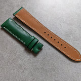 Buttero Classic Padded Calfskin Strap - Green W/Cream stitching