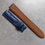 Ostrich Belly Watch Strap - Blue