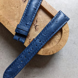 Ostrich Belly Watch Strap - Blue