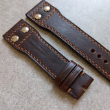 Chromexcel IWC Twin Rivet Watch Strap - Chocolate W/Hazelnut Stitch