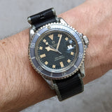 Premium Fabric Watch Strap - Black W/Grey Piping