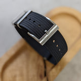 Premium Ribbed Fabric Watch Strap - Black