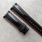 Shell Cordovan Watch Strap - Black & Orange