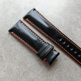 Shell Cordovan Watch Strap - Black & Orange
