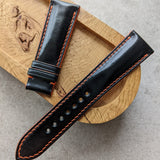 Shell Cordovan Watch Strap - Black & Orange
