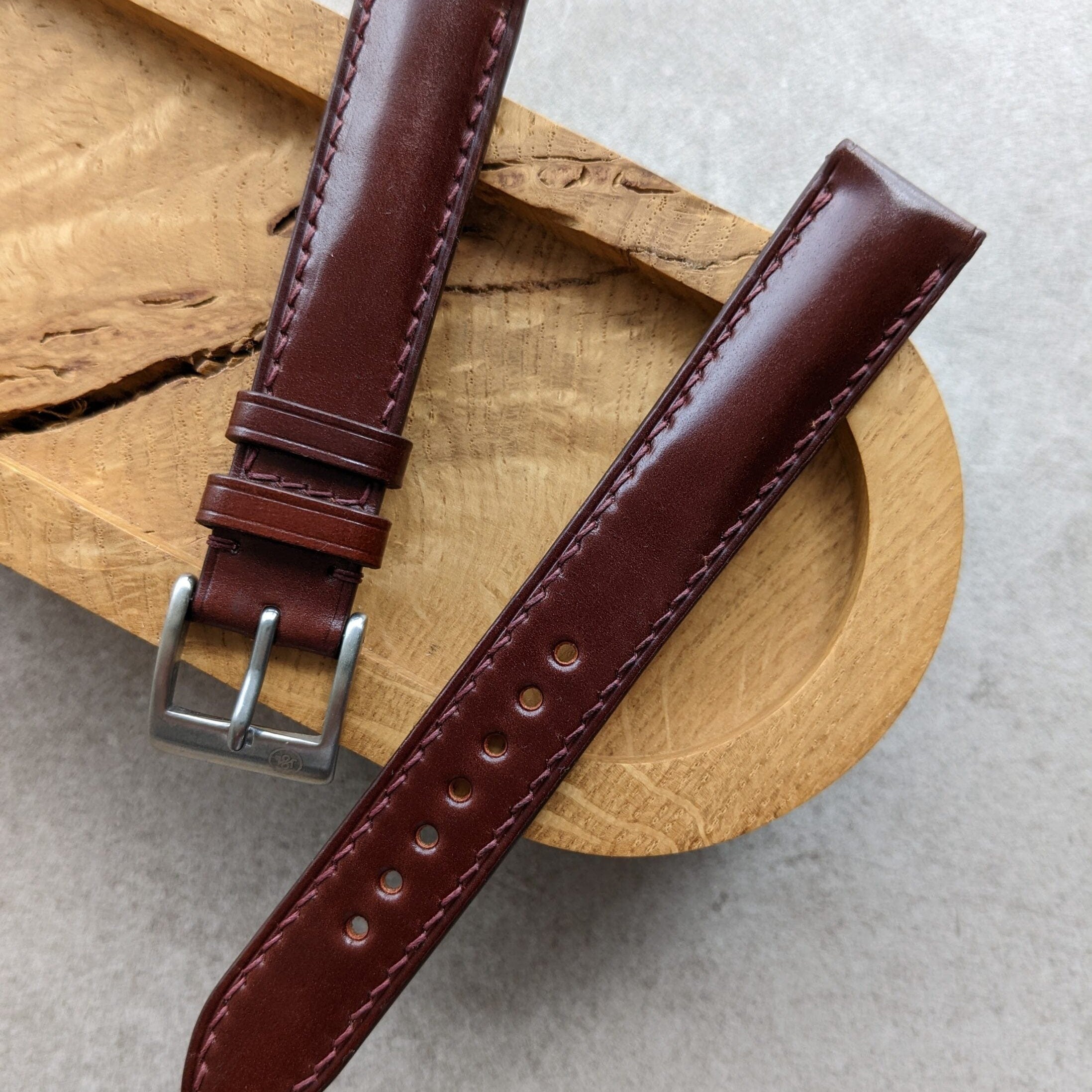 Shell Cordovan Watch Strap - Oxblood - The Strap Tailor