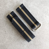 Premium Ribbed Two Piece Ballistic Nylon Strap - Black & Khaki