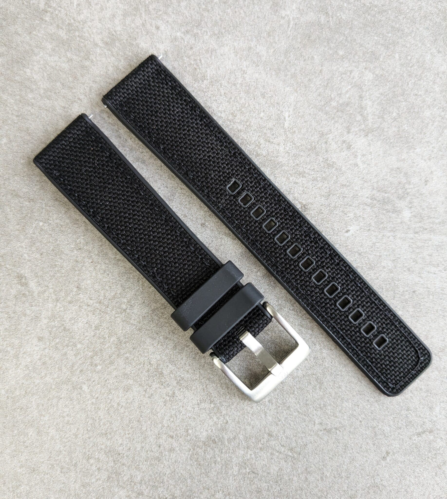 Sailcloth Rubber Strap Black The Strap Tailor
