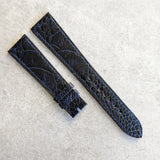 Ostrich Shin Flat Watch Strap - Midnight Blue
