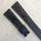 Ostrich Shin Flat Watch Strap - Midnight Blue
