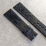 Ostrich Shin Flat Watch Strap - Midnight Blue