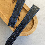 Ostrich Shin Flat Watch Strap - Midnight Blue