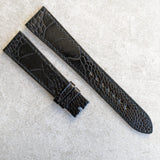 Ostrich Shin Flat Watch Strap - Black