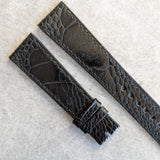 Ostrich Shin Flat Watch Strap - Black