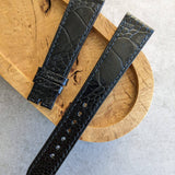 Ostrich Shin Flat Watch Strap - Black