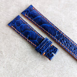 Ostrich Shin Padded Watch Strap - Electric Blue & Orange