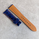Ostrich Shin Padded Watch Strap - Electric Blue & Orange