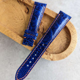 Ostrich Shin Padded Watch Strap - Electric Blue & Orange
