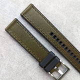 Leather & Rubber Strap - Olive Green