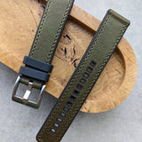 Leather & Rubber Strap - Olive Green