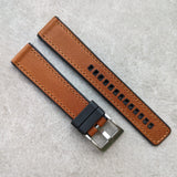 Leather & Rubber Strap - Tan Brown