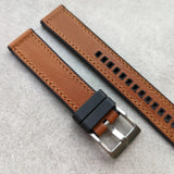 Leather & Rubber Strap - Tan Brown