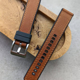 Leather & Rubber Strap - Tan Brown