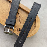 Leather & Rubber Strap - Black
