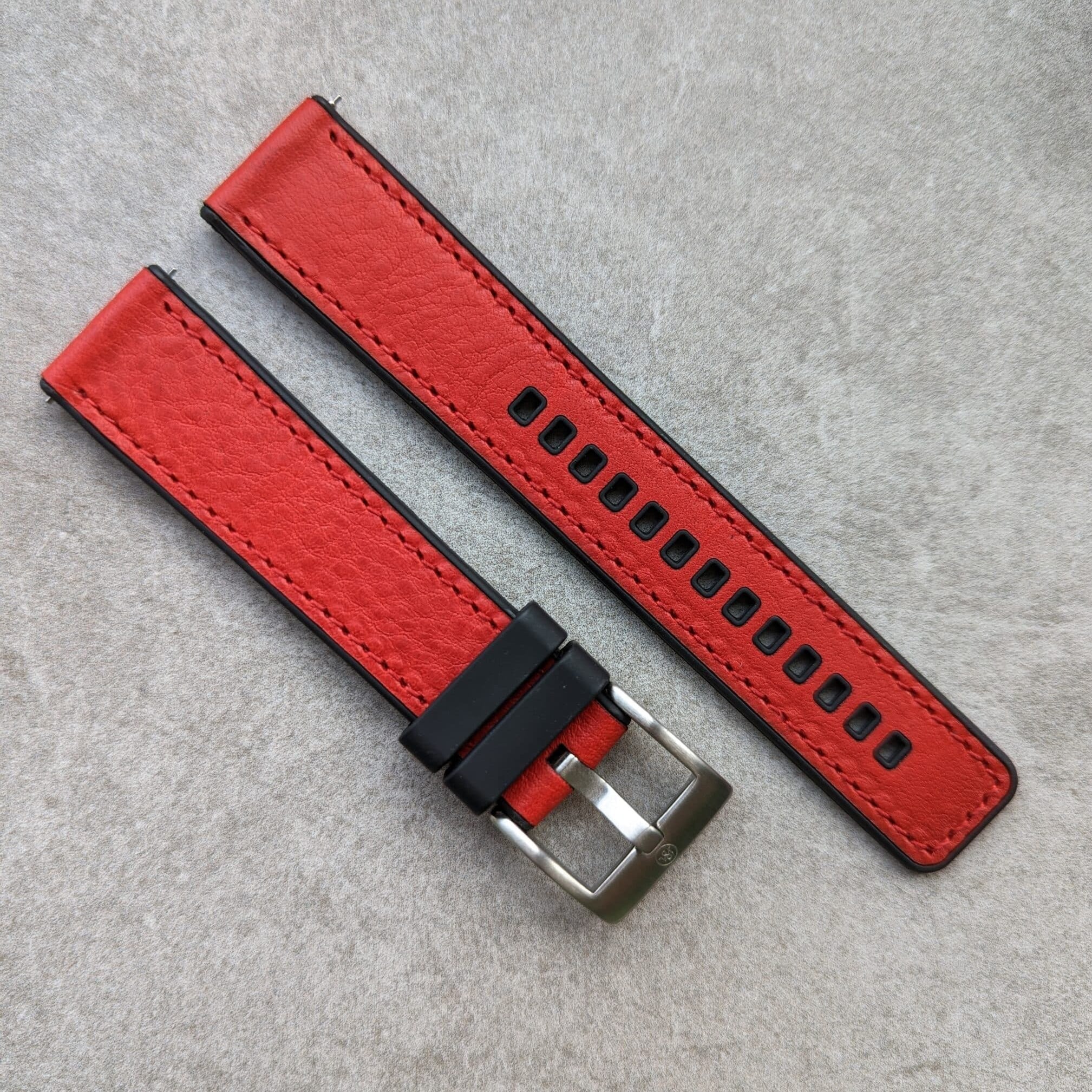 red-rubber-leather-watch-strap