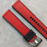 Leather & Rubber Strap - Red