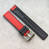 Leather & Rubber Strap - Red