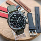 Leather & Rubber Strap - Olive Green