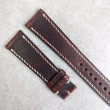 Badalassi Wax Strap - Dark Brown W/Cream stitch