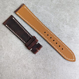 Badalassi Wax Strap - Dark Brown W/Cream stitch