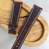 Badalassi Wax Strap - Dark Brown W/Cream stitch