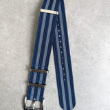 Premium Ribbed Fabric Watch Strap - Navy & Blue Bond