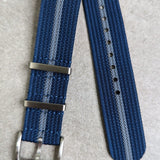 Premium Ribbed Fabric Watch Strap - Navy & Blue Pinstripe