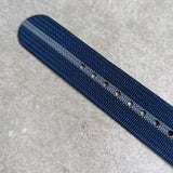 Premium Ribbed Fabric Watch Strap - Navy & Blue Pinstripe
